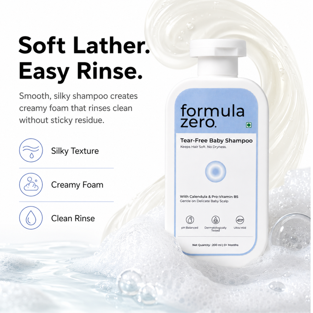 Soft foaming texture of Formula Zero Baby Shampoo
