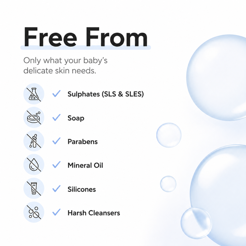 Baby cleansing bar free from sulphates, parabens and mineral oil