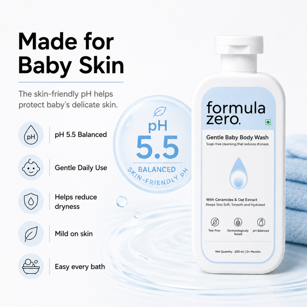 pH 5.5 baby body wash for healthy skin barrier