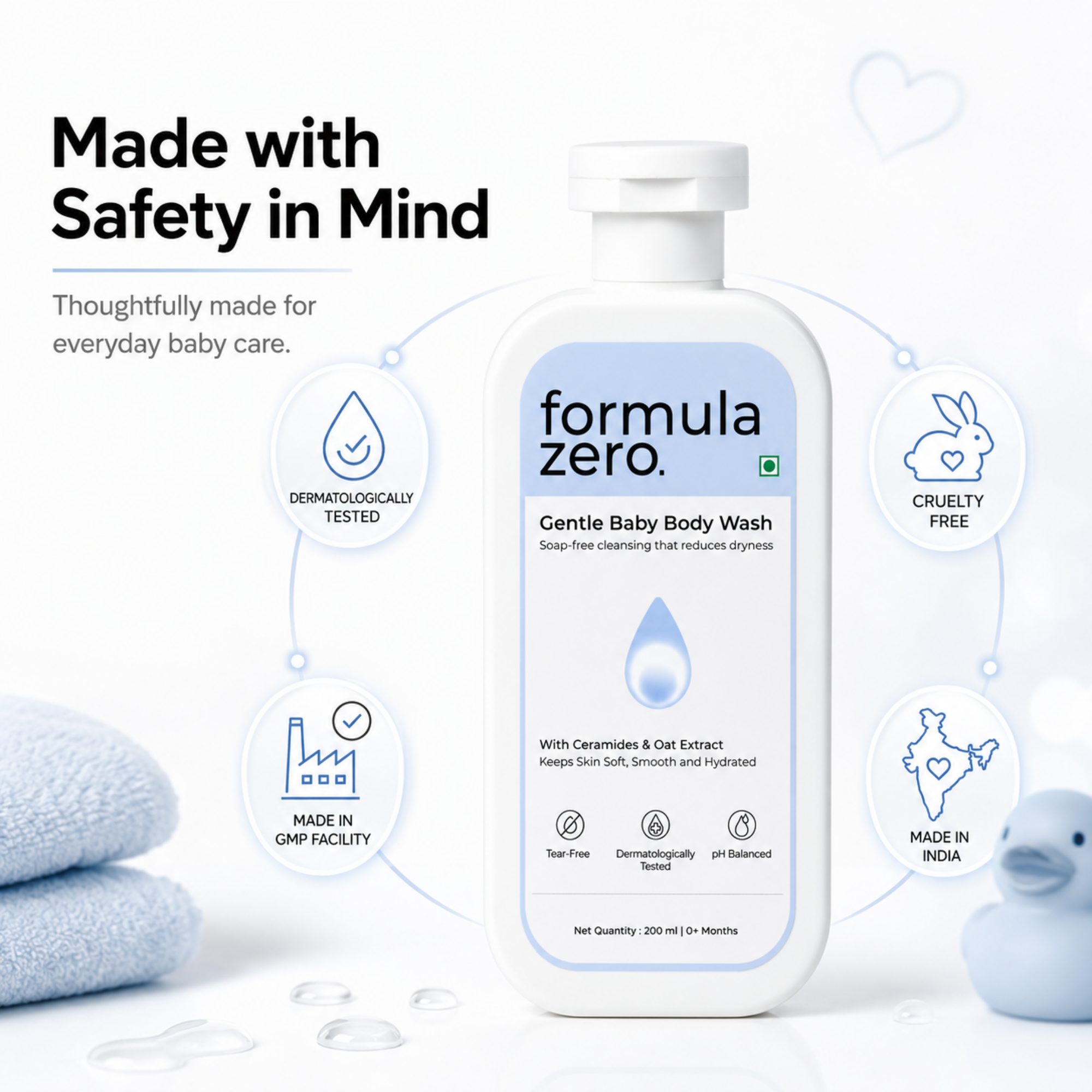 Dermatologically tested baby body wash
